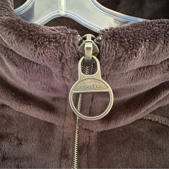 Athleta Double Cozy Karma Recover Plush Velour Black Zip Up Jacket Size L - Picture 3 of 6